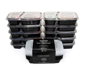 10pcsset 2 compartment pasto preparazione per alimenti in plastica box da pranzo bento picnic ecofriendly con pranzo a microonde a microonde C190765739