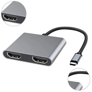 Hubs tipeca para a estação de docking hdmicompatível dupla 4in1 USB C Expansão da tela do cubo USB3.0 4K 60Hz Adaptador Laptop Phone PC Supply