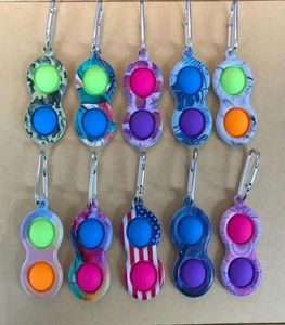 Fidget Toy Key Chain Keychain Finger Push Bubble Board Game Sensory simple dimple Stress Reliever Colored print Decompression toys1108946