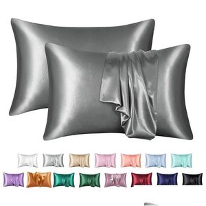 Pillow Case 24H Ship Wrinkle Resistant Tra Soft Satin Pillowcases With Envelope Closure Mti-Color King Queen For Hair And Skin Drop De Dh83R