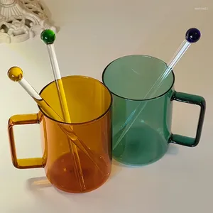Vinglas 500 ml Borosilikatglashandtagskopp för kontor espresso cappuccino te vatten mugg enkel juice drinkware verktyg