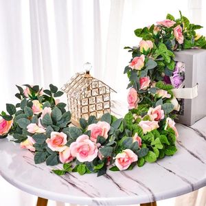 Kwiaty dekoracyjne 2,2 m symulowana trzcinę róży winorośl 16 głowa różowy fioletowy dekoracje pokoju ślubnego wszystkiego najlepszego z okazji urodzin