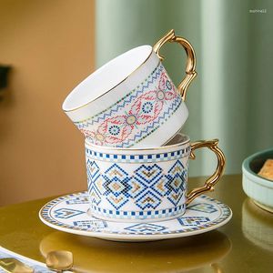 Mugs Light Luxury British Exquisite Ceramic Coffee Cup European Gold-plated And Saucer Set Home Breakfast Milk Oatmeal