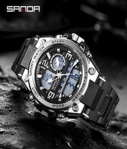 Armbandsur sanda Men039S Sports Watch Military Quartz G Style Waterproof S Shock Led Digital Relogio Masculino8987839