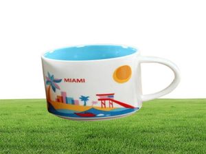 14oz kapacitet keramisk stad mugg amerikanska städer bästa kaffemuggkopp med originalbox Miami City3002704