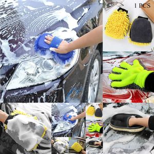 Nova venda quente 2 em 1 Ultrafine Fiber Chenille Microfiber Glove Mitt Mesh Soft Backing Sem arranhão para lavagem de carros e limpeza