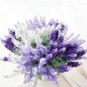 Decorative Flowers Artificial Silk Lavender Wedding Christmas Home Table Decoration Ornament 10 Heads/Bunch Simulation Plant 20 Pcs