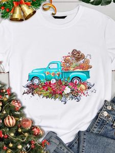 Kadın Tişörtleri Kadın T-Shirt Komik Noel Merry Baskı Kawaii Tshirt Kadın Giyim Büyük Boy Yaz Sevimli Kısa Kollu Gündelik