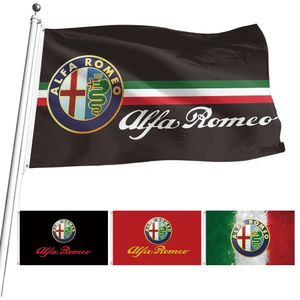 Флаг Alfa Romeo для оформления автомобильных гонок Полиэстер может быть настроен на открытый дом 90x150см 3x5ft Banner 240402