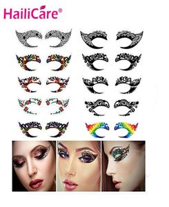 10 par tillfälliga ögontatuering klistermärken Vattentät DIY Flash engångsögonskugga Eyeliner Face Sticker Halloween Makeup Tool313E1099871