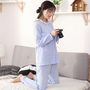 Roupa em casa Pijamas de pescoço redondo sólido para mulheres lingerie de manga comprida Pijamas, fofas femininas rosa fofas