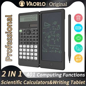 Calculators Vaorlo 991ms Scientific Calculator med LCD -skrivande surfplatta, 401 Funktion Solenergi Science Calculators Foldable Notepad