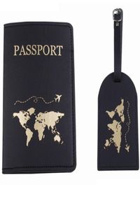 Kartenhalter PU Leather Passport Cover Gepäck Tag Set für Männer Frauen Reisekoffer Koffer -ID -Name Adresshalter1694748