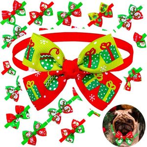 Dog Apparel 2PCS Tie Bow Cat Collar Pet Christmas Adjustable Accessories Series Puppy Small Knot