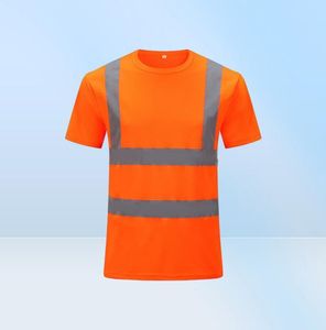 Men039s TShirts Reflective Safety Short Sleeve TShirt High Visibility Road Work Tee Top Hi Vis Workwear8463331