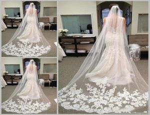 2019 Vendita più economica in stock Lunghezza della cappella Lunghezza da sposa Applique per velo da sposa lungo con Comb3043152