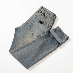 Designer jeans mens vår sommar nya denim jeans för mäns high-end smal passform liten rak ben trendig varumärke ungdomsmode byxor