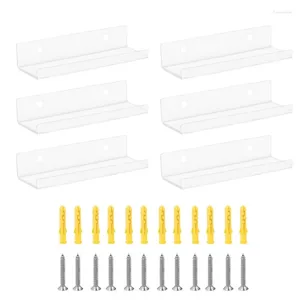 Küche Aufbewahrung 6pcs Transparente Acryl -Rekordregale Wandhalterungen Display Rack Organisatoren Klammer tragbar