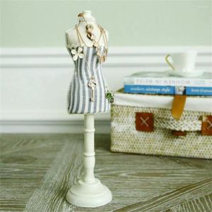 Decorative Plates 2024 Rural Cotton Fabric Blue Model Jewelry Stand Mannequin Body Necklace Display Holder Ring Storage Rack 1pc D188