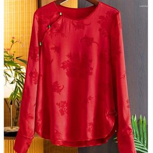 Женские блузки атласные рубашки цветочный китайский стиль весна/летняя одежда для моды свободно