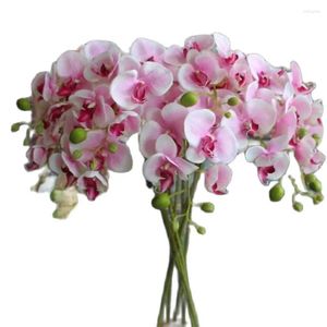 Dekorativa blommor 5 partier 8 huvuden en bukett konstgjorda phalaenopsis falska mal orkidé bröllop hem dekoration 4 färger att välja