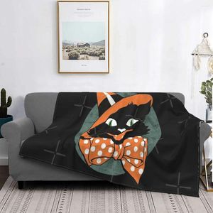 Decken Manta Vintage de Gato Negro Para Halloween Colcha Cama A Cuadros Muselina Tiro y 1 Unidad Decke