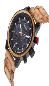 Luxury Metal Wood Watch for Men Chronograph Multifunktionell kalender Datum Mens Trä Metal Band Strap Man Male Wristwatch Quartz 7244030