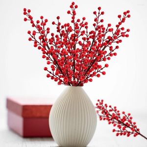 Decorative Flowers Artificial Red Berries DIY Xmas Tree Garlands Ornament Fake Bouquet Christmas Party Home Decor Year Gifts