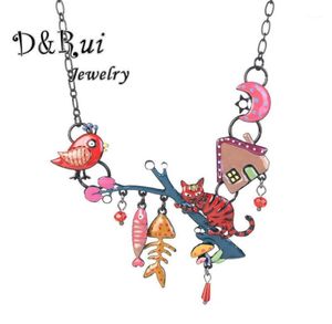 Pendant Necklaces Fashion Woman Pendants Cute Cat Fish Bone Statement Necklace Enamel Charm Link Chain Jewelry For Party Black Fri2227541