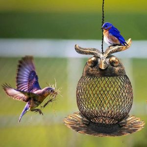 Wildvogel -Eul -Form -Feeder Außen hängende Metallnetz wilde Kolibri -Futterhäuschen Owl Decor Accessoires für Gartenhof im Freien