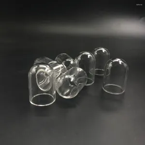 Estatuetas decorativas 30pcs/lote 25x16mm cilindro oco de cilindro de vidro de vidro de vidro pendente capa de frasco de garrafa de cúpula Jóias artesanais de jóias