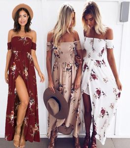 Frauen Blumen trägerloser Kleid Damen Bohemian Blumenstrandkleider Frauen lässige Kleider Lady Boho Schulterloses Robe Plus Size5x6125940