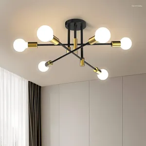 Chandeliers Retro Industrial Chandelier Wrought Iron LED Ceiling Lamp E27 Light Living Room Modern Decor Home Lighting Fixture Lampara Techo