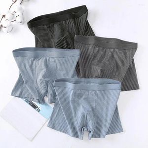 Underpants Men Breathable Shorts Briefs Men's Slim Fit Striped Print Underwear With Elastic Waistband U-convex Design For Everyday