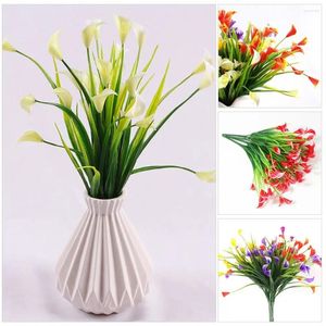 Decorative Flowers Home Decoration Bridal Bouquet Artificial Flower Plastic 7-Pronged Calla Lily Floret Lifelike Plants