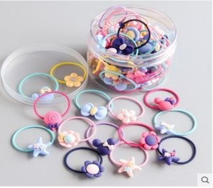 30 PCS SETS NYTT FASHIVE FROSTED ELASTIC RUBBER HAIR BANDS GIRLER FLORAL PONYAIL HOLDER HEADBAND CARTOWHE 5 SETS Mix Whole6993996