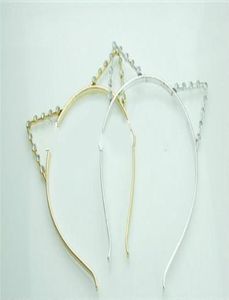 Hela Fashion Party Pearl Crystal Rhinestone Headwear Punk Hair Wrap Cat Ear Headband Silver Gold Color5361579