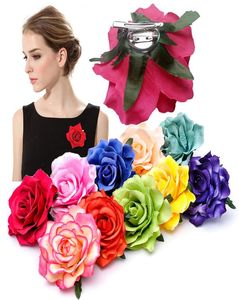 18 Farben Mädchen Blumenhaarzubehör für Frauen Braut Strand Rose Blumenhaarklammern DIY Braut Kopfschmuck Brosche Hochzeit Flores Hai4167936