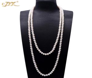 JYX Pearl Sweater Necklaces Long Round Natural White 89mm Natural Freshwater Pearl Necklace Endless charm necklace 328 2011046628406