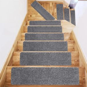 Carpets 15Pcs Self Adhesive Nti-Slip Stair Carpet Safety Protection Floor Mat Reusable Step Staircase Rug Door For Indoor Home Decor