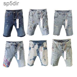 Lila Designer Herren Jeans Shorts Hip Hop Casual Short Knie Lenght Jean Kleidung 29-40 Größe 9UQ8