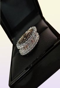 Anelli di coppia 2 pezzi unici sugli anelli classici Six Claw Real 925 Sterling Silver White Topaz Stack CZ Diamond Diamond Wedding Bridal Rin5820895