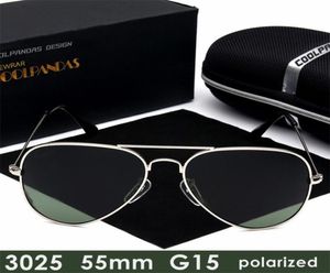 Varumärkesdesigner G15 Men Kvinnor HD Polariserade solglasögon Aviation Rays Sun Glasögon för manlig 3025 55mm GAFAS DE SOL UV400 2203024916281