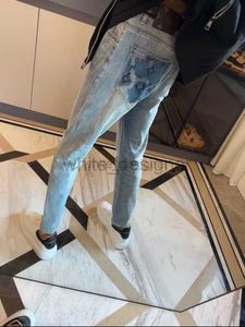Designer dżinsy na męskie lato nowe renderowanie dżinsów vintage popularne w Internecie mężczyźni z modnym wszechstronnym dopasowaniem, elastyczne małe nogi spodni nogi