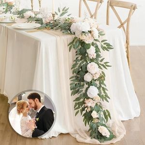 装飾花の結婚式人工ユーカリガーランドフラワーテーブルランナー装飾夕食のブライダルシャワー用ホームアーチ