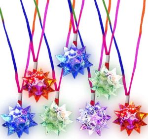 Flashing Crystal Star Necklaces Kids Glowing Light Up Rubber Planet Pendant Toy Jewelry Party Favors Goodie Bag Fillers ZZ