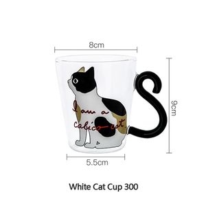 300 ml söt katt glas juice kaffekopp mjölk te kaffeglas mugg katt svanshandtag transparent frukost kopp öl glas vatten kopp