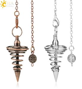 Csja Metall -Pendel -Pendel Radiesien Pendel zum Ausüben von Wahrsagungsspiralkegel Antike Gold Silber Farbe Pyramid Pendule HE6580119