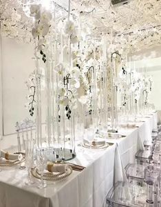 Centrum dekoracji ślubnej Candelabra Clear Candle Holder Acryl Candlesticks na wesela impreza Party 6380070