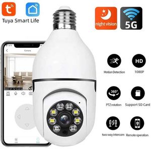 Câmeras IP Tuya 5G WiFi E27 Bulbo 2MP Câmera de vigilância IPTV Visão noturna Automático Rastreamento humano Proteção de segurança doméstica Smart CCTV 24413